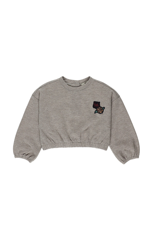 Baby Girl Beige Crop Sweatshirt