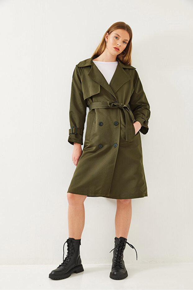 Damen-Trenchcoat mit Aller-Detail vorne, zweireihig, 8118 60451015 - 4