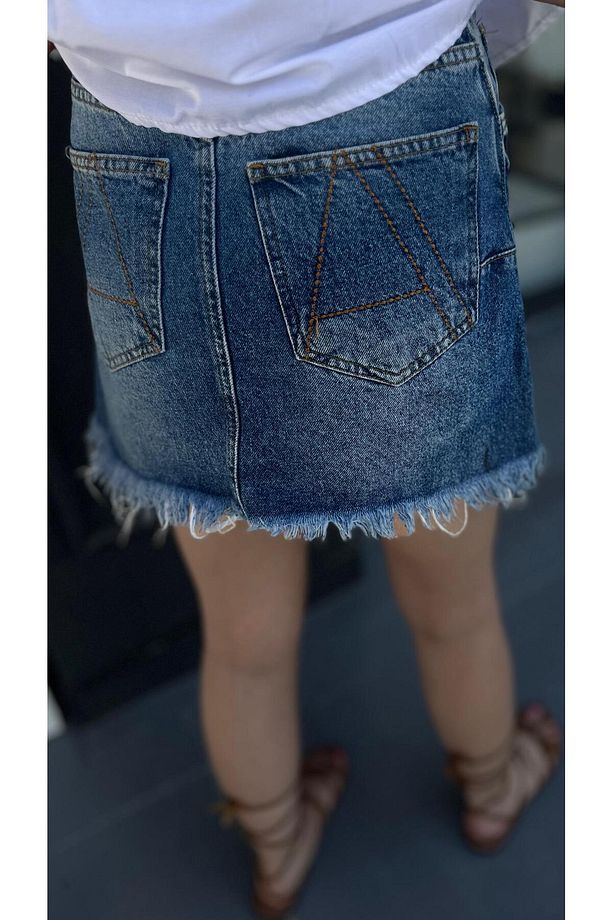 Tasarım Denim Şort Etek - 7