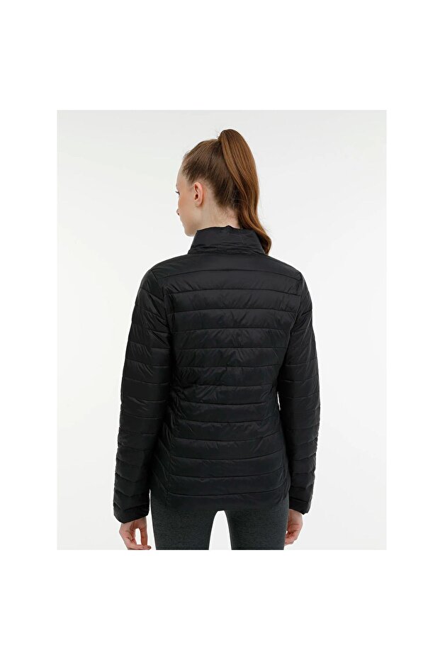Padded Kadın Siyah Dik Yaka Mont - 5