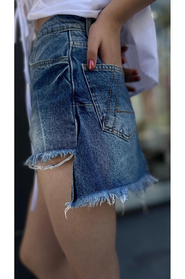 Tasarım Denim Şort Etek - 2