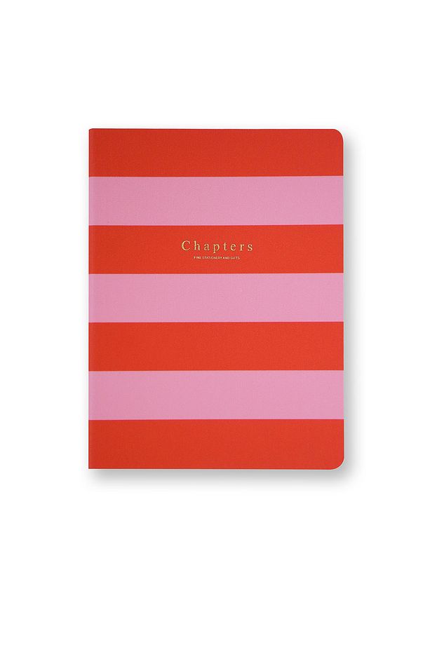 Canvas Notebook, Pink & Orange Stripes - 1