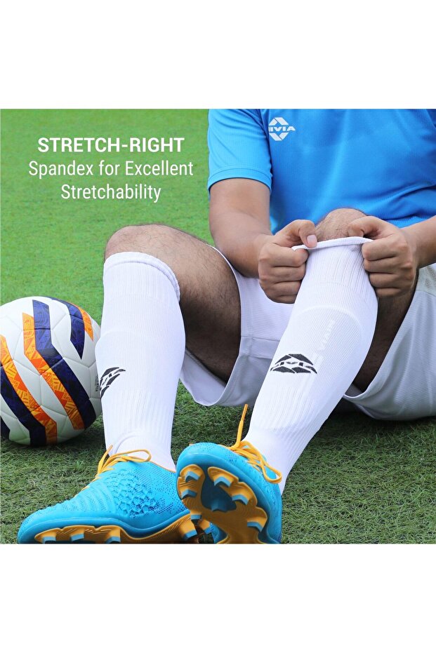 جوارب كرة قدم سادة، بيضاء، متوسطة الحجم، بطول الركبة، مناسبة للرياضة (رجال ونساء) - 2