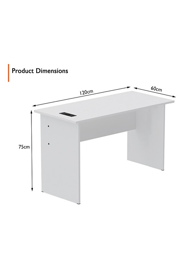White MP1-WO-WHT-PM Writing Table with Power Module, Power Strip Desktop Socket Board - 3