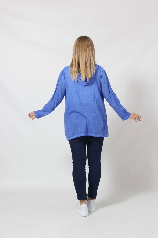 B027M Cebi Pullu Kapüşonlu Gömlek Mavi - 4