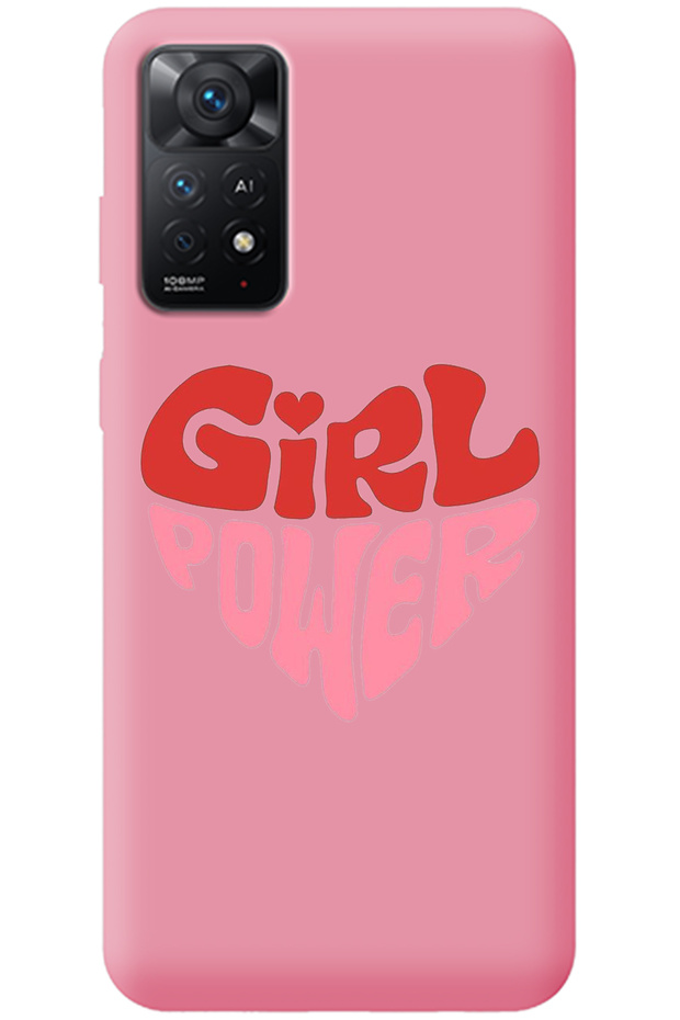 Xiaomi Redmi Note 11 Pro Pink Inside Velvet Heart Girl Power Patterned Silicone Phone Case