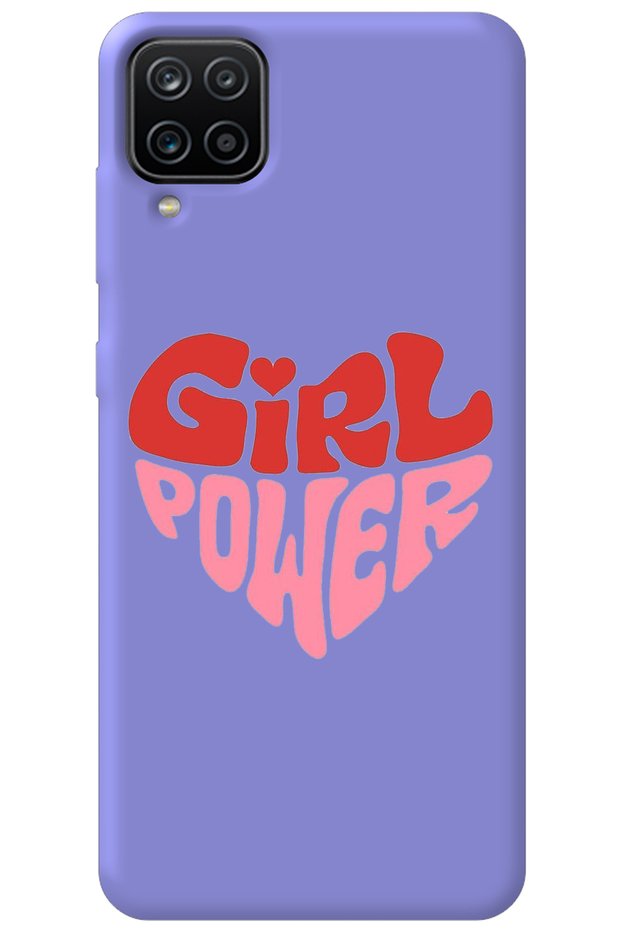 Samsung M12 Lilac Velvet Heart Girl Power Patterned Silicone Phone Case