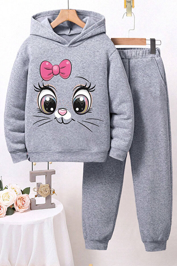 Cute Cat Printed Children's Comfortable Tracksuit Set