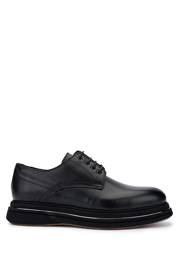 Men's Genuine Leather Black Analin Casual Shoes