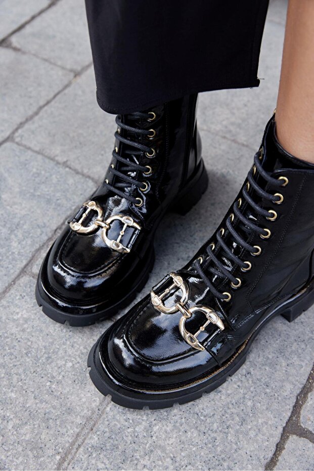 Annabel Siyah Rugan Deri Kadın Bot - 2