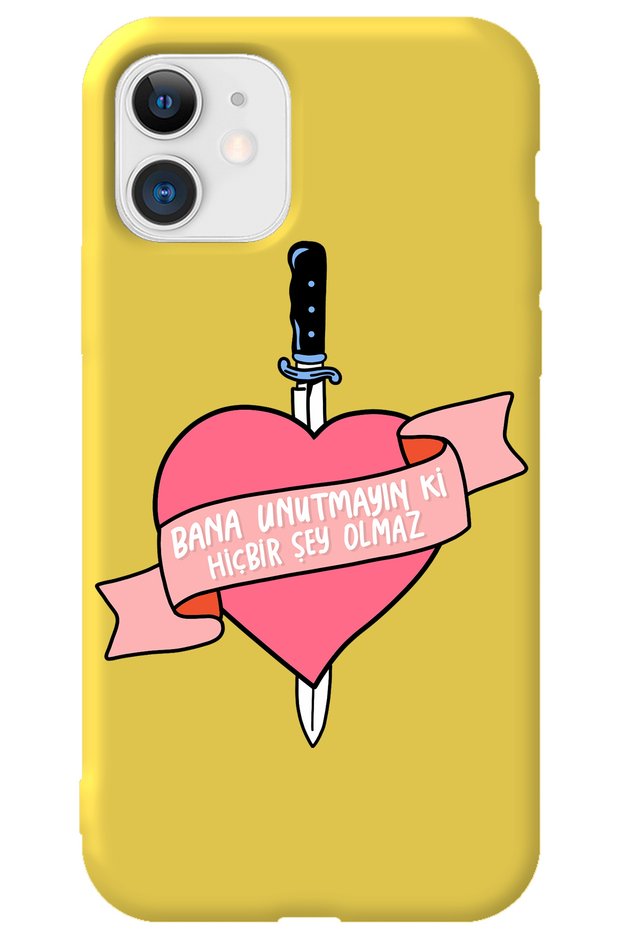 iPhone 11 Yellow Inside Velvet Don'T Forget Girl Power Patterned Silicone Phone Case