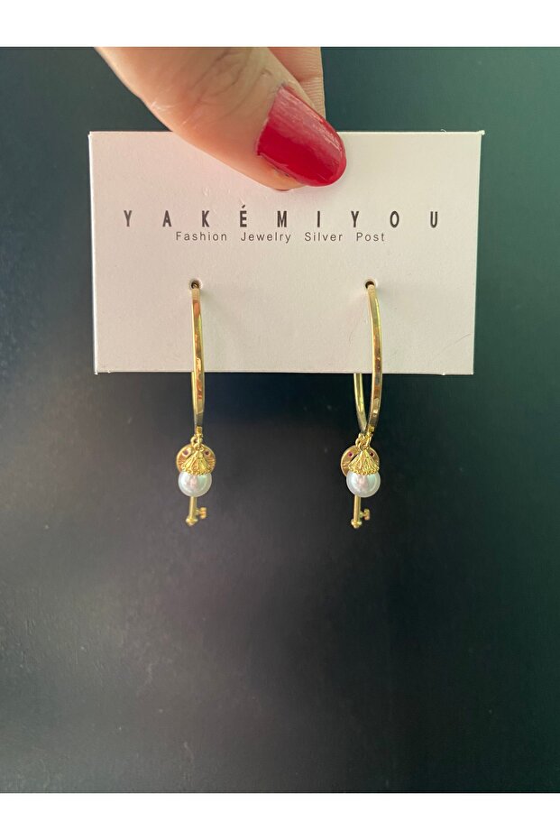 İncili halka küpe - 1