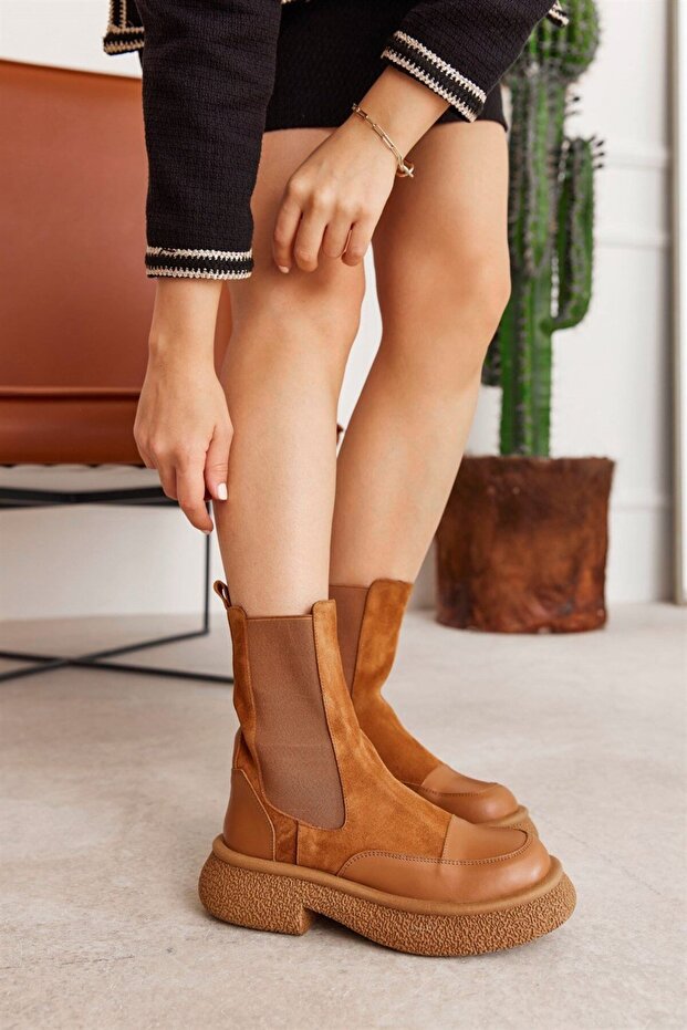 Rose Taba Süet Deri Kadın Bot - 3