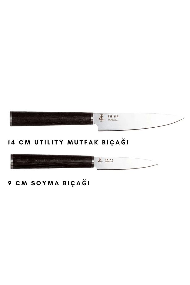 2'li Set - Utility 14 cm ve Soyma Bıçağı 8 cm - Paslanmaz Çelik - 1
