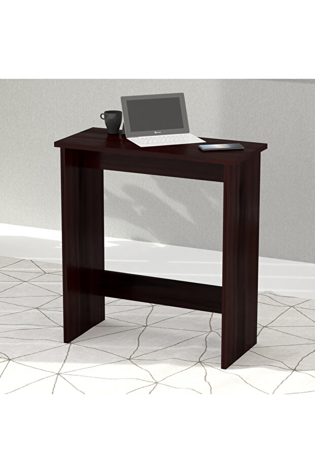 Study Desk with Foot Rest Support, Executive Desks Ideal for Home and Office - Dark Walnut