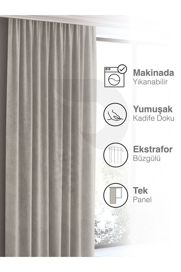 Home Daily Series Ekru Rengi Ada Fon Perde - 5