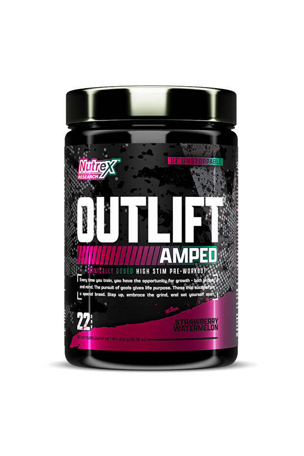 Outlift Amped, Explosive Energy, Pre-Workout, Strawberry Watermelon Flavor, 22Ser