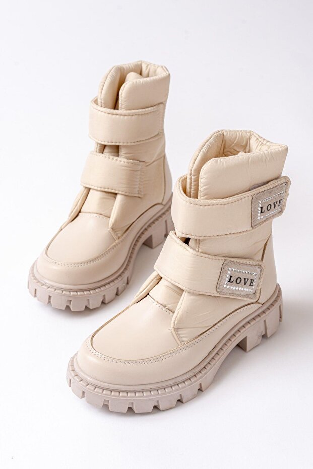 Love Water Resistant Velcro Parachute Fabric Girl's Boots