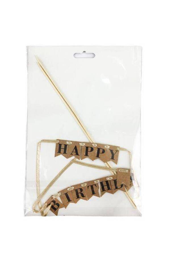 Happy Birthday Kraft Cake Flag Black