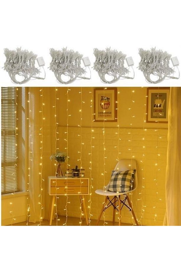 Buffer® 8 Fonksiyonlu 200 Led 10 Saçak Şerit Led 2x2 Perde Ip Led (GÜN IŞIĞI) - 7