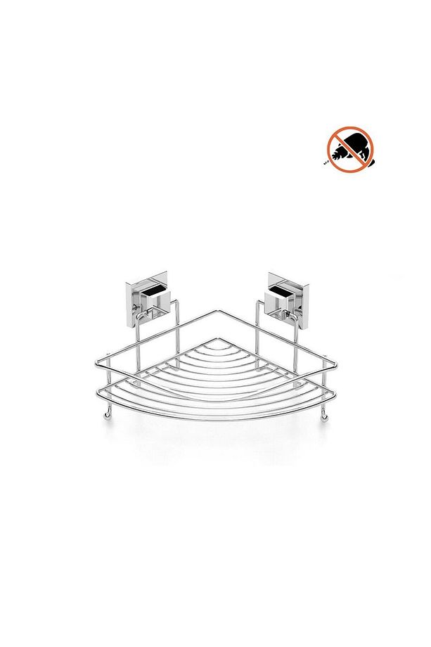 Tekno Tel EF-250 Yapışkanlı Tek Katlı Köşelik Banyo Rafı - Krom - 1