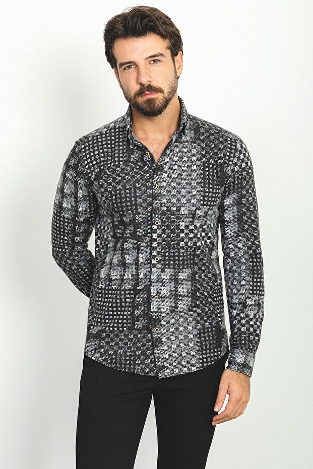 Shirt with Hidden Button - 1