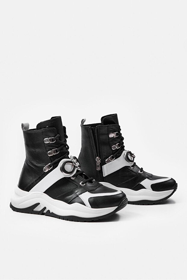 Jane Siyah Hakiki Deri Kadın Bot - 6