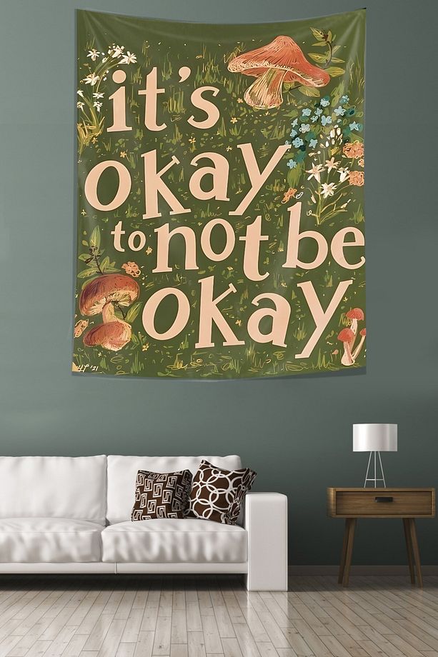 Okey Değilkende Okey Pozitif Bakış Optimist Leke Tutmaz Kumaş Duvar Örtüsü Duvar Halısı Tapestry - 3