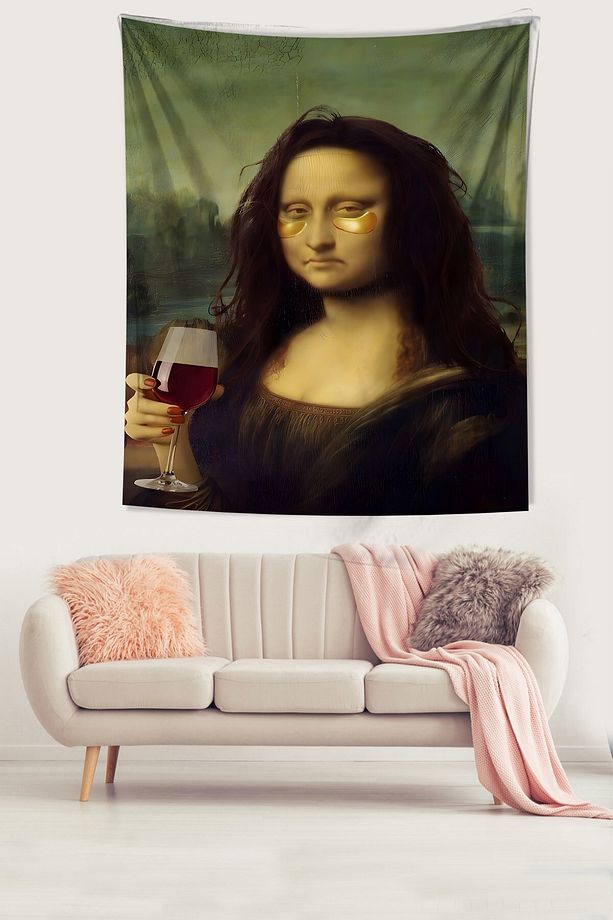 Bakım Yapan Mona Lisa Leke Tutmaz Kumaş Duvar Örtüsü Duvar Halısı Tapestry - 2