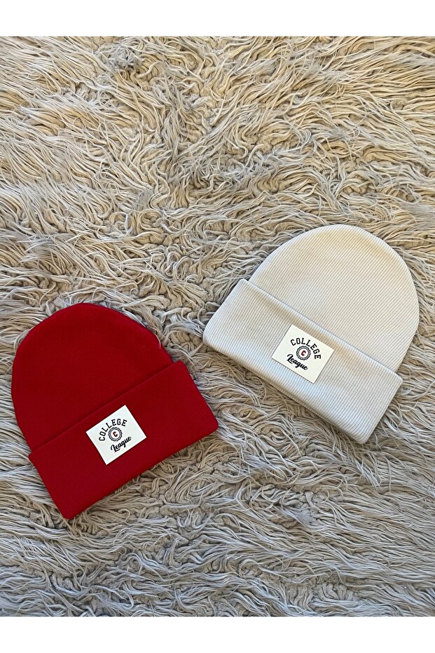 Pack of 2 Flexible Rib College Leaauge Beanie