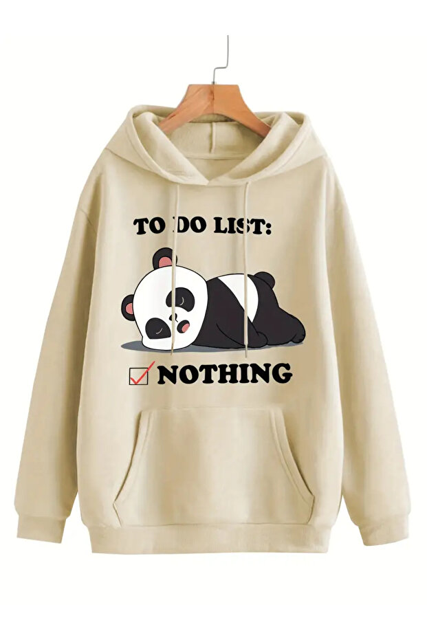 Hooded Panda Printed Sweatshirt - Model56