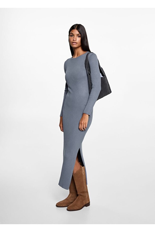 Lastikli Midi Elbise - 2