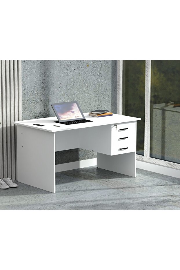 White MP1-HD-WHT-PM Writing Table with Power Module, Power Strip Desktop Socket Board - 4