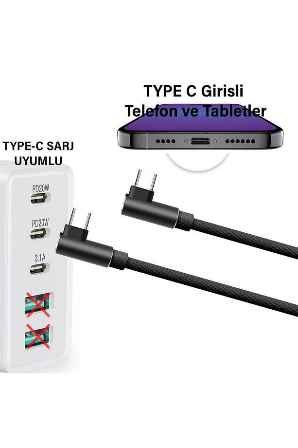 3 Metre TYPE-C Şarj Kablosu HIZLI Şarj Samsung Uyumlu Type c to Type C Uzun - 4