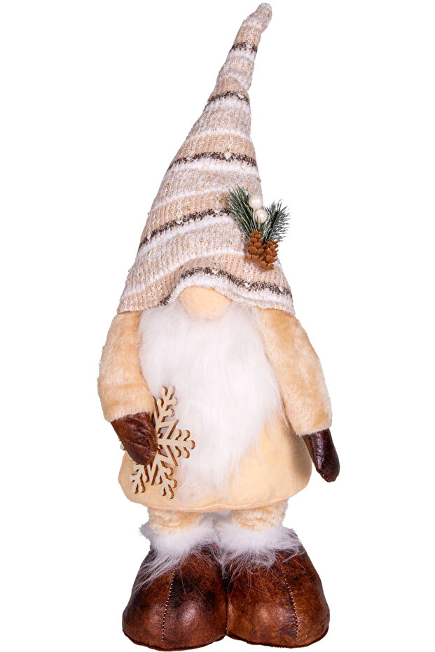 Christmas Ornament, Santa Claus Figure, with Telescopic Extending Legs, Cream-Brown - 21X15X83 cm