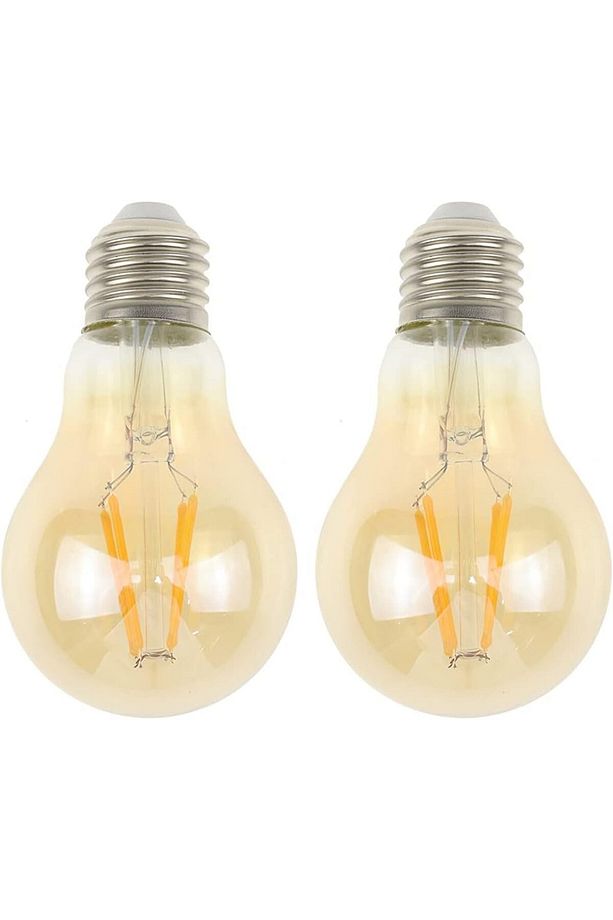 2 Adet Rustik 4w A60 Led Filament Ampul Bal Cam E27 Sarı Işık Dekoratif Vintage Aydınlatma - 1
