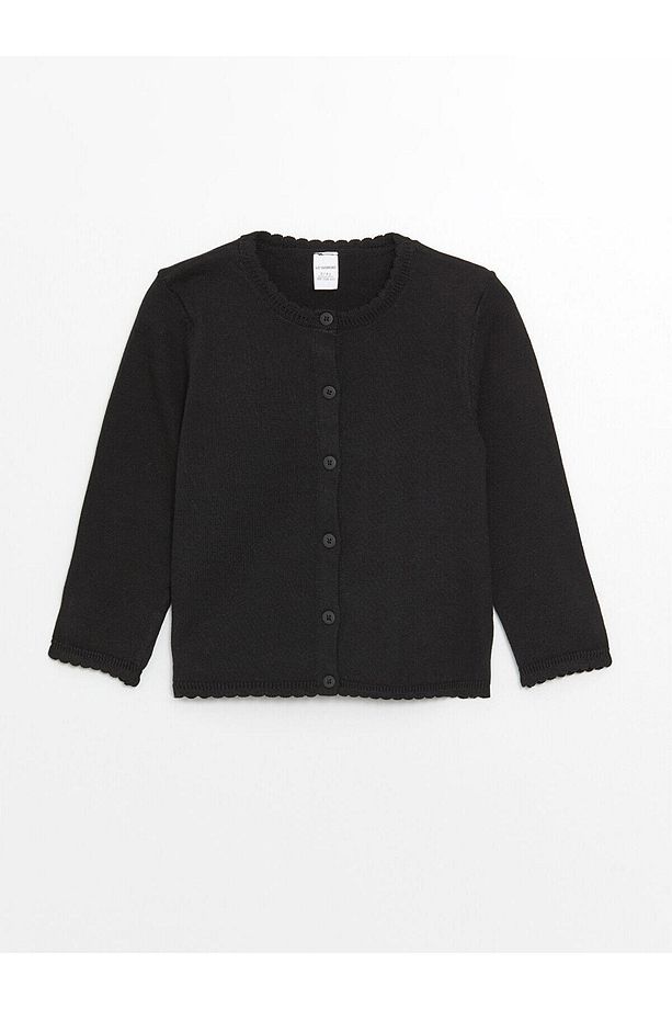 LCW Kids Bisiklet Yaka Basic Uzun Kollu Kız Çocuk Hırka - 1