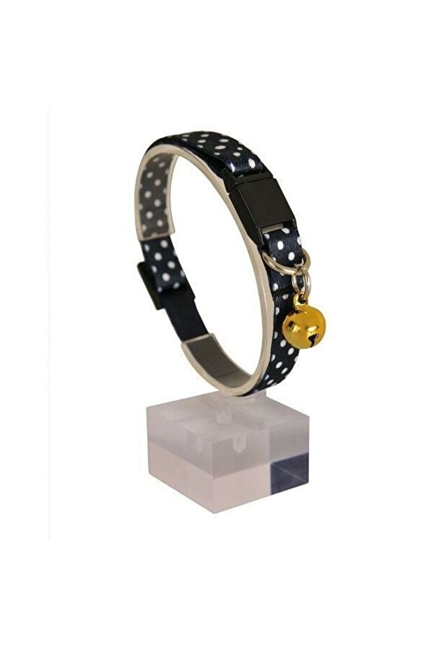 Pettagart Adjustable Black and White Polka Dot Soft Texture Cat Collar with Safety Lock 22-