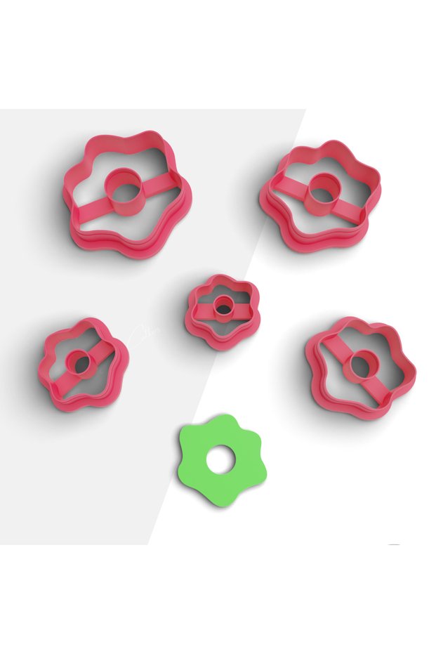 Organic Flower Shaped Polymer Clay Mold, Earring Mold, Jewelry Mold, Clay Cutter, 5 Sizes, No: 878