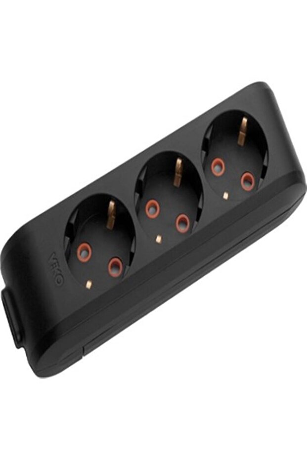 3' LÜ TOPRAKLI GRUP PRİZ / SİYAH - 1