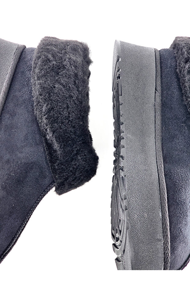 Yünlü Kalın Topuk Kadın Bot Ayakkabı - 4