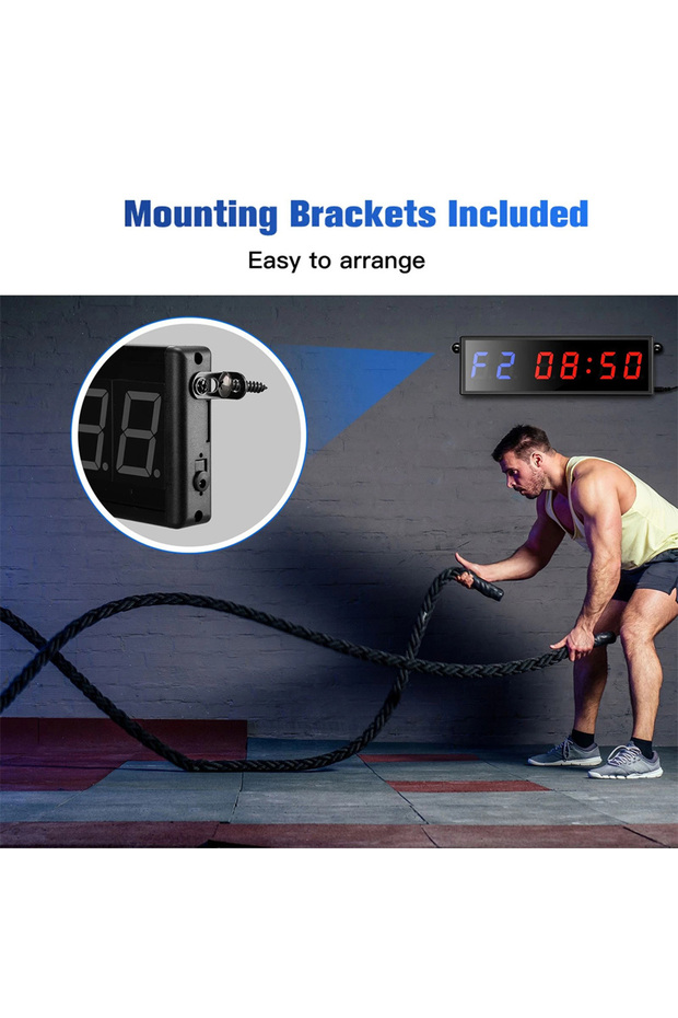 Fitness Training Gym Timer, Interval Timer Clock 2.3" Digits LED Down/Up Clock Stopwatch with Rem... - 5