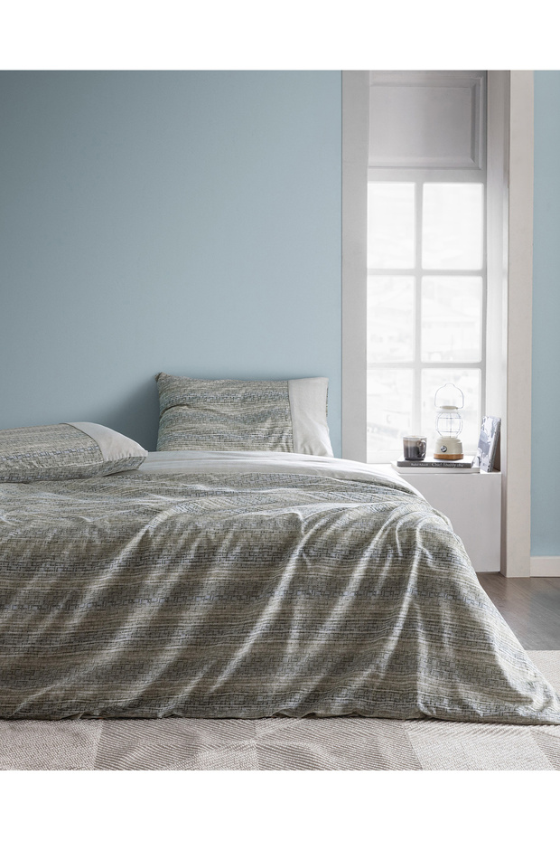 Burnel Double 100% Cotton Madame Coco Crep Printed Duvet Cover Set - Khaki
