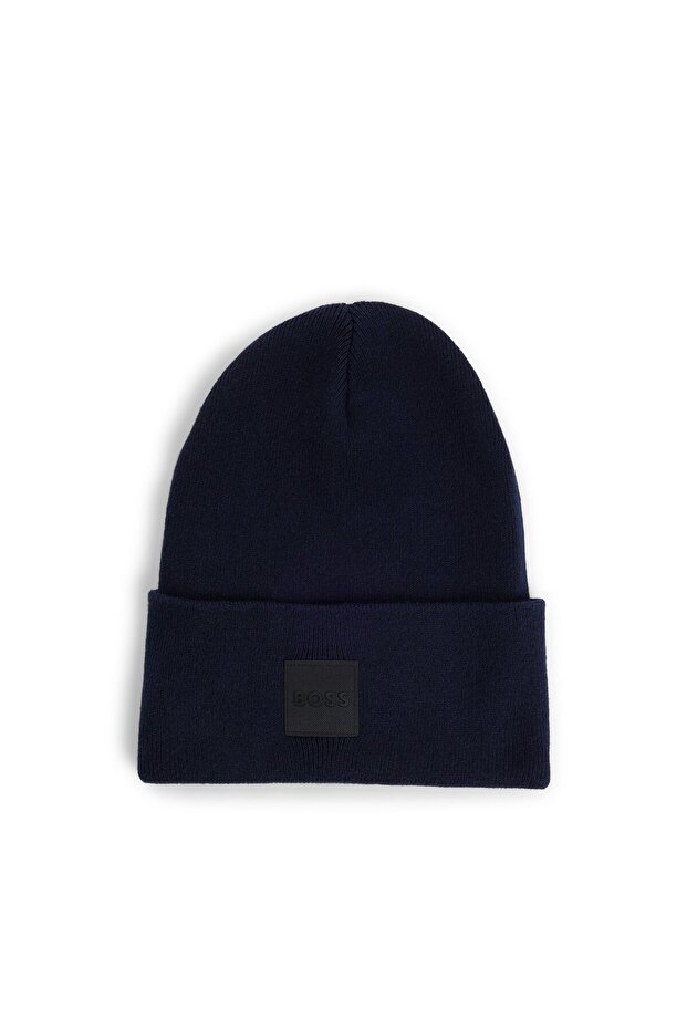 Logo etiketli, örme pamuk bere - 1