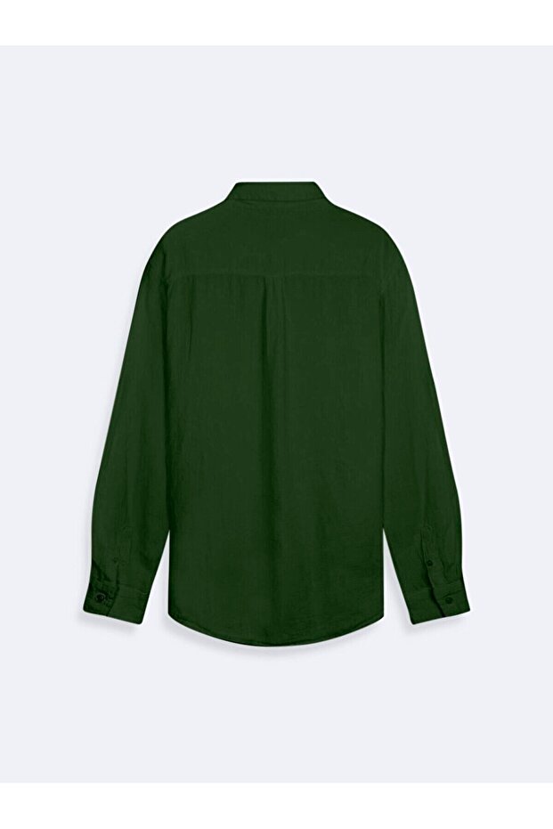 Basıc Uzun Kol Yeşil Gömlek - 2