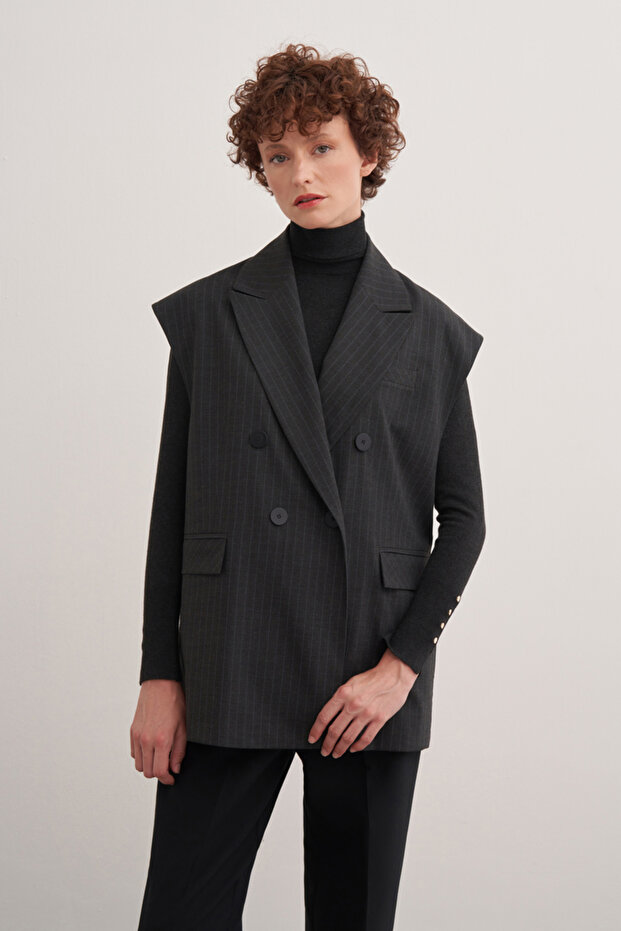 9153111 Düğmeli Cepli Yelek - 2