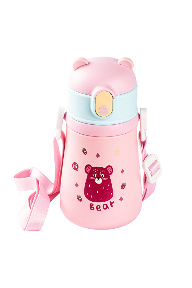 025-01-Pink Strap Stainless Steel Children's Thermos 300ml