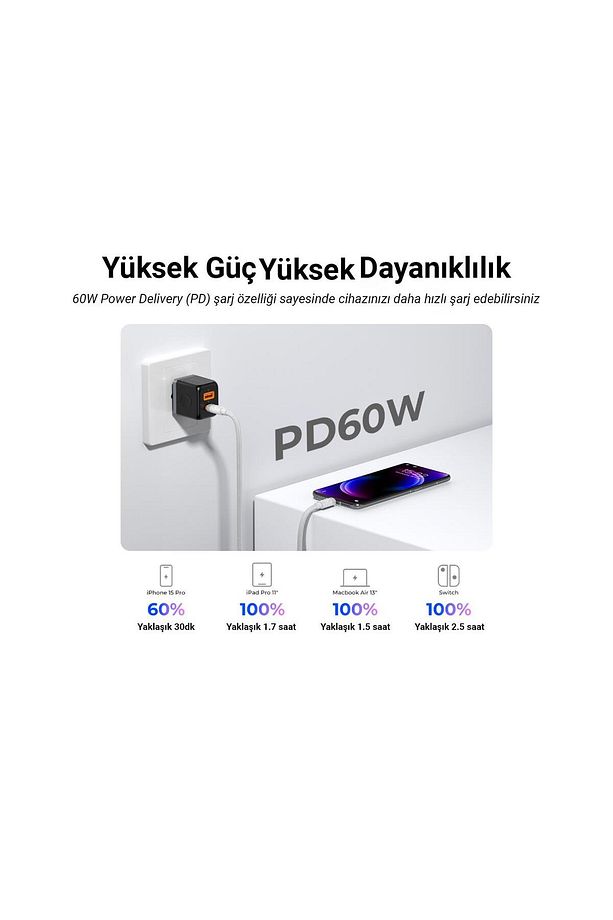 3a 60w Pd Type-c To Type-c Hızlı Şarj Ve Data Kablosu 1 Metre Beyaz - 6