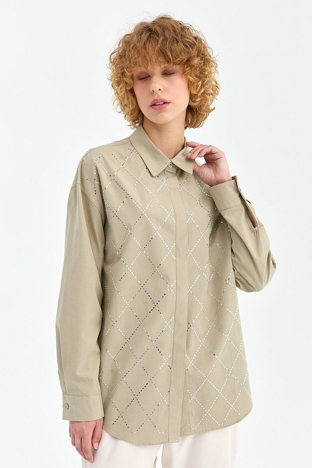 Taş Detaylı Spor Tunik Haki - 6