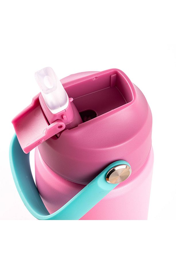 025-01-TUTAMAÇLI PEMBE PASLANMAZ ÇELİK PİPETLİ TERMOS 350ML - 2